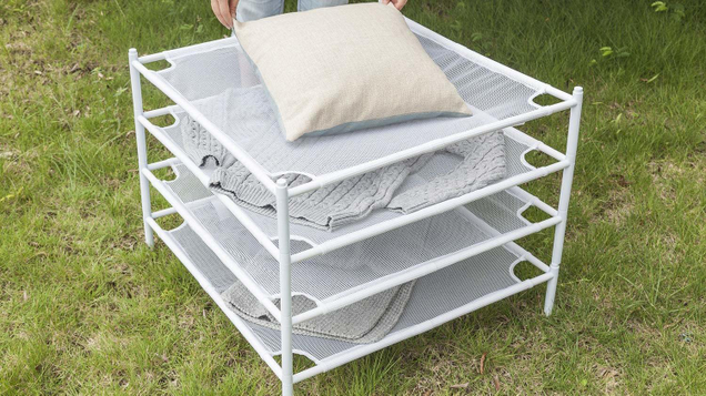 Sweaters should always be dried horizontally, this these mesh racks make it easy to dry multiple sweaters at the same time.